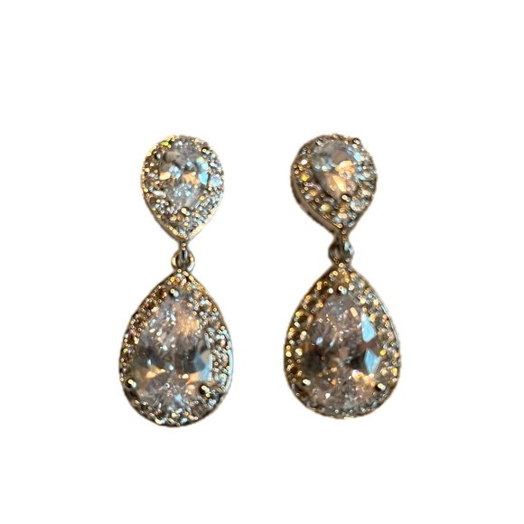 Diamond Teardrop Dangle Drop Earrings - Picture 1 of 4